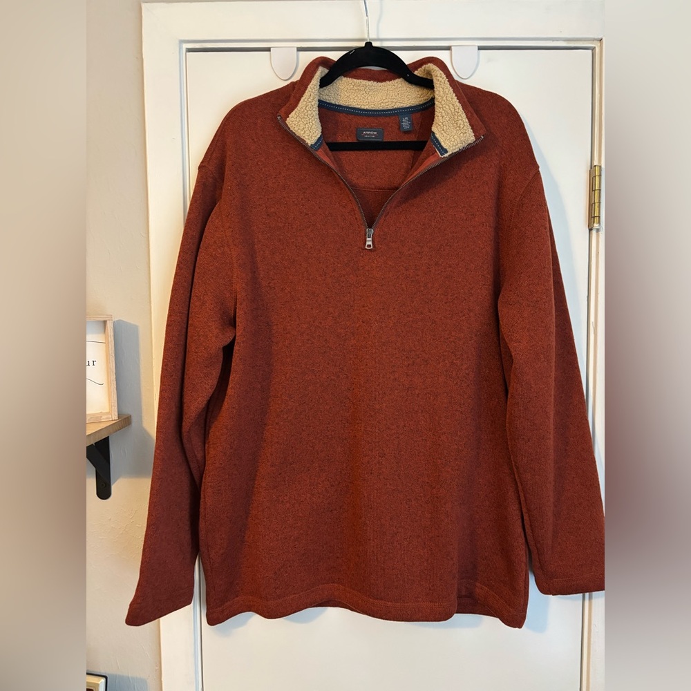 Arrow Men's Brick Red Zip-Up Sweater